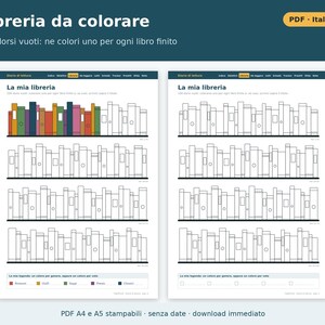 Druckbares Lesetagebuch (A4 und A5 PDF) | Italienisches Lesetagebuch, Buchkarten, Malbuch, Lesetracker, Geschenk für Leseratten Bild 3