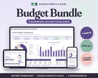 Budget Spreadsheet Bundle Google Sheets & Excel | Budget by Paycheck, Debt Payoff Tracker, Couples Budget, Savings Tracker