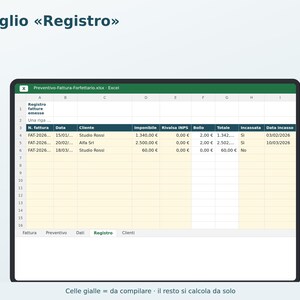 Flat-Rate Estimate and Invoice for Excel in Italian | Template with 2-Euro Stamp Duty, Legal Wording, Invoice Register, Customer Directory image 4
