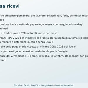 Housekeepers and Caregivers Excel in Italian | Housekeeper Payslip, 2026 INPS Contributions, Attendance Register, Vacation, Thirteenth Month, Severance Pay, Babysitters image 6