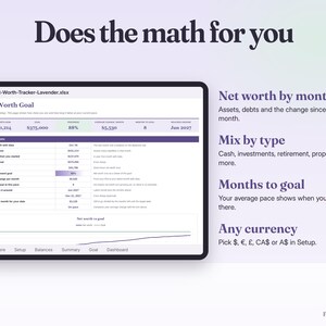 Net Worth Tracker Spreadsheet Google Sheets & Excel | Assets and Debt Tracker, Monthly Net Worth Dashboard, Goal Planner image 5