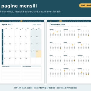 2027 Planner in Italian (Digital and Printable PDF) | Weekly and Monthly Planner, Italian Holidays, Goals, Budget, Habit Tracker image 2