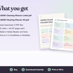 Bundel met schoonmaakchecklist voor ADHD-patiënten, invulbare schoonmaakplanner, checklist per kamer, takenlijst, 30 dagen opruimen, printbaar PDF-bestand afbeelding 7