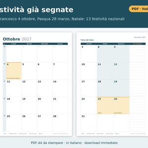 Planner Mensile 2027 da Stampare PDF A4 in Italiano | Agenda Mensile su Due Pagine, Obiettivi, Scadenze e Bollette, Abitudini, Budget immagine 4