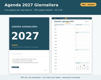 2027 Daily Planner in PDF Format (Printable A4 and A5 Size) | One Page a Day, Dated Daily Planner in Italian, Italian Holidays