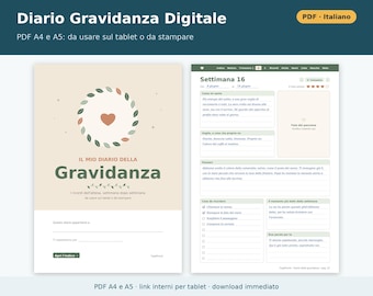 Agenda digital de embarazo en PDF (tamaños A4 y A5) | Planificador de embarazo semana a semana, agenda imprimible para futuras mamás, regalo para futuras mamás