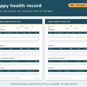 Puppy Vaccination Record Template Printable | Puppy Shot Record, Deworming Log and Owner Copy, Dog Breeder Forms PDF image 2