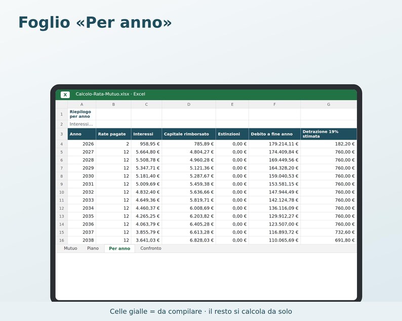 Mortgage Payment Calculator in Excel | French Amortization Schedule, Interest, Early Repayment, 730 Tax Deduction image 3