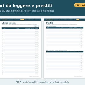 Druckbares Lesetagebuch (A4 und A5 PDF) | Italienisches Lesetagebuch, Buchkarten, Malbuch, Lesetracker, Geschenk für Leseratten Bild 5