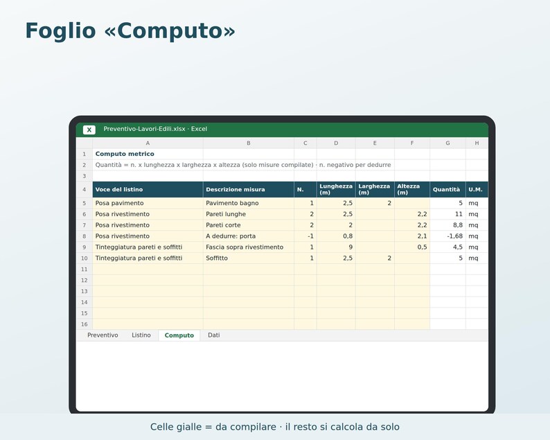 Construction Estimates (Excel) in Italian | Plumber, Electrician, Painter, Bricklayer, Price List, Bill of Quantities, Reduced VAT image 3