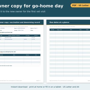 Puppy Vaccination Record Template Printable | Puppy Shot Record, Deworming Log and Owner Copy, Dog Breeder Forms PDF image 4