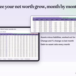Net Worth Tracker Spreadsheet Google Sheets & Excel | Assets and Debt Tracker, Monthly Net Worth Dashboard, Goal Planner image 3