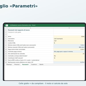 Housekeepers and Caregivers Excel in Italian | Housekeeper Payslip, 2026 INPS Contributions, Attendance Register, Vacation, Thirteenth Month, Severance Pay, Babysitters image 3