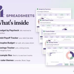 Budget Spreadsheet Bundle Google Sheets & Excel | Budget by Paycheck, Debt Payoff Tracker, Couples Budget, Savings Tracker image 2