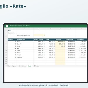 Condominium Budget Excel in Italian | Expense Breakdown by Thousandths, Installments, Budget and Final Report, Self-Managed Condominium image 4