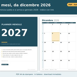 Planner Mensile 2027 da Stampare PDF A4 in Italiano | Agenda Mensile su Due Pagine, Obiettivi, Scadenze e Bollette, Abitudini, Budget immagine 6