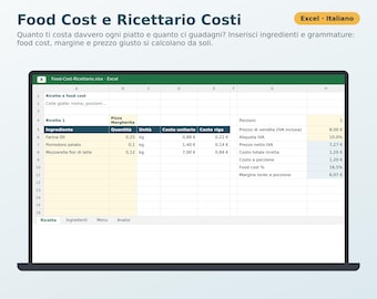 Food Cost e Ricettario Costi Excel in Italiano | Costo Ricetta, Porzione, Margine e Prezzo Menu per Ristorante Pizzeria Bar