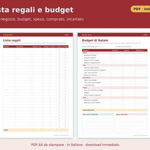 Christmas Planner 2026 (Printable PDF) in Italian | Gifts, Budget, Advent for Kids, Holiday Menus, Letters to Santa image 4
