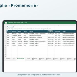 Association Management Excel in Italian | Membership Register, Membership Dues, Attendance Register, Cash Journal, ASD, APS, Club image 3