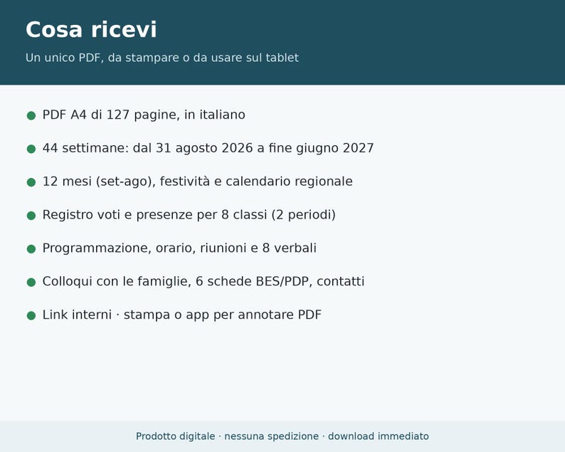 Teacher's Agenda 2026-2027 (Printable and Digital PDF) | Teacher's Grades and Attendance Record, Teacher's Agenda, Teacher's Planner in Italian image 6