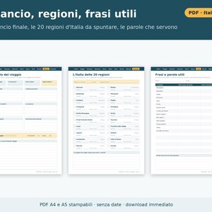 Printbaar reisdagboek (A4 en A5 PDF) | Italiaans reisdagboek, paklijst, reisroute, onkostenoverzicht, reiscadeau afbeelding 6