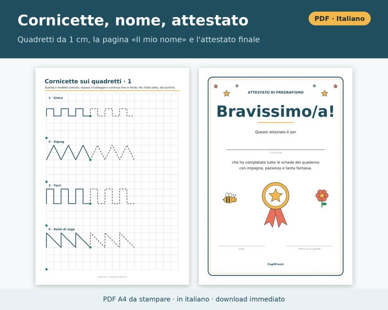 Werkbladen voor schrijfvoorbereiding voor kinderen (PDF) | Werkboek voor schrijfvoorbereiding voor kinderen van 3-6 jaar: Lijnen, patronen, letters en cijfers om te herhalen, kleuterschool afbeelding 6
