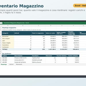 Warehouse Inventory in Excel in Italian | Store Inventory Management, Loading and Unloading, Stock, Reordering, Inventory Value, VAT Margin image 1