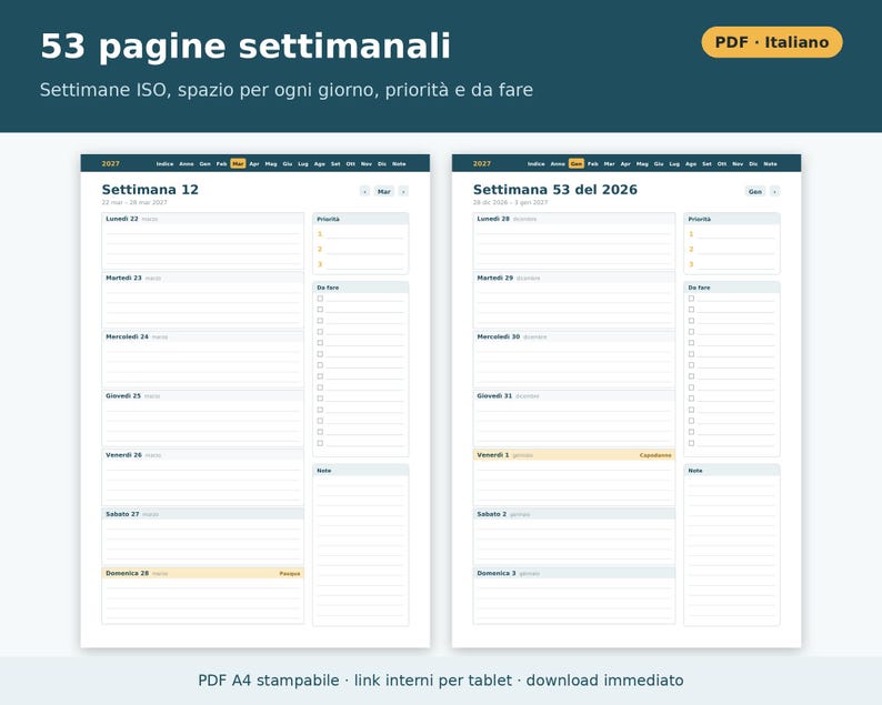 2027 Planner in Italian (Digital and Printable PDF) | Weekly and Monthly Planner, Italian Holidays, Goals, Budget, Habit Tracker image 3