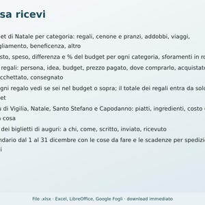 Julbudget 2026 Excel på italienska | Julklappslista, Julplanerare, Högtidsmeny, Gratulationskort, Decemberkalender bild 6