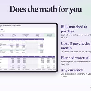 Budget by Paycheck Spreadsheet Google Sheets & Excel | Bi-Weekly Budget Template, Bill Calendar, Paycheck Planner image 5