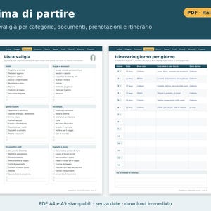 Printbaar reisdagboek (A4 en A5 PDF) | Italiaans reisdagboek, paklijst, reisroute, onkostenoverzicht, reiscadeau afbeelding 3