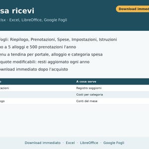 Short-Term Rental Management Software in Excel (in Italian) | Booking Register, Tourist Tax, Flat-Rate Tax, Vacation Rental Expenses image 2