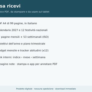 2027 Planner in Italian (Digital and Printable PDF) | Weekly and Monthly Planner, Italian Holidays, Goals, Budget, Habit Tracker image 6