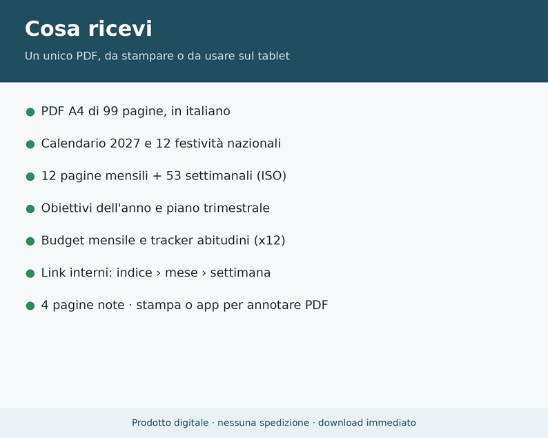 2027 Planner in Italian (Digital and Printable PDF) | Weekly and Monthly Planner, Italian Holidays, Goals, Budget, Habit Tracker image 6