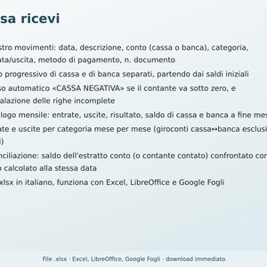Cash and Bank Journal in Excel in Italian | Income and Expense Ledger, Cash Balance, Simple Accounting, Associations, Small Businesses image 6