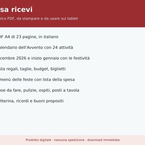 Christmas Planner 2026 (Printable PDF) in Italian | Gifts, Budget, Advent for Kids, Holiday Menus, Letters to Santa image 7