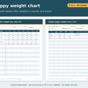 Dog Breeder Forms Bundle Printable | Whelping Chart, Puppy Weight Chart, Litter Record, Puppy Vaccination Record, Go Home Kit PDF image 3