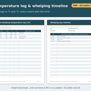 Whelping Chart Printable for Dogs | Whelping Record, Due Date Calculator Tables, Puppy Birth Record, Dog Breeder Forms PDF image 4