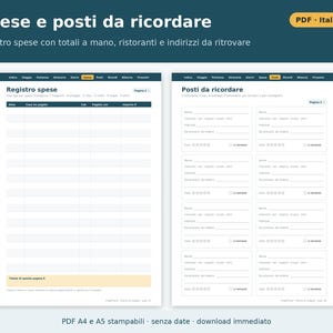 Printbaar reisdagboek (A4 en A5 PDF) | Italiaans reisdagboek, paklijst, reisroute, onkostenoverzicht, reiscadeau afbeelding 5