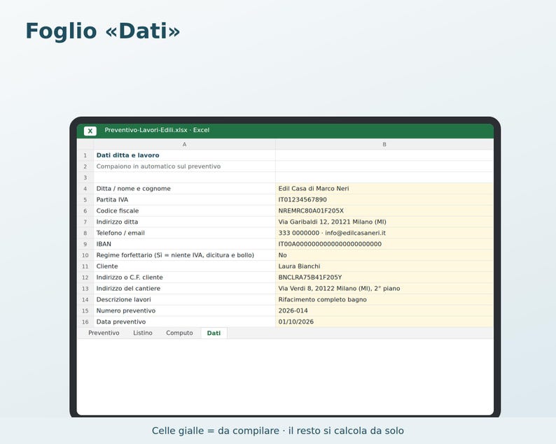 Construction Estimates (Excel) in Italian | Plumber, Electrician, Painter, Bricklayer, Price List, Bill of Quantities, Reduced VAT image 4