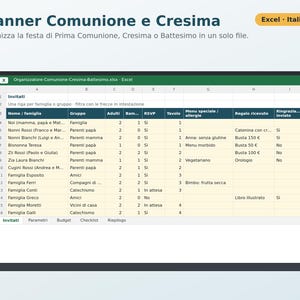 Communion and Confirmation Planner Excel in Italian | First Communion and Baptism Organizer, Guest List, Budget, Party Favors, Checklist image 1