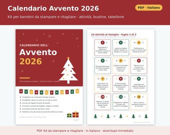 2026 Advent Calendar for Kids (Printable PDF) | 24 Activity Cards, DIY Envelopes, Number Labels, Coupons, Countdown