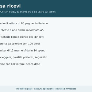 Druckbares Lesetagebuch (A4 und A5 PDF) | Italienisches Lesetagebuch, Buchkarten, Malbuch, Lesetracker, Geschenk für Leseratten Bild 7
