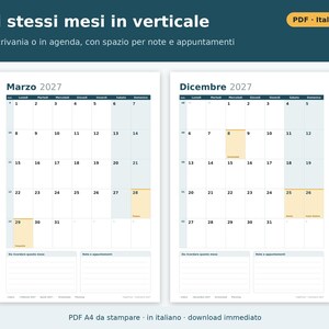 Printable 2027 Calendar (PDF) in Italian | Monthly, Horizontal and Vertical, Yearly, Holidays and Long Weekends, Shift and Vacation Planning image 3