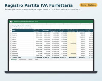 Flat-Rate VAT Registration in Excel in Italian | Invoices, Collections, Substitute Tax, INPS Contributions, Advance Payments