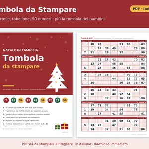 Printable Bingo (PDF) | 48 Cards, Board, 90 Numbers to Cut Out, Kids' Version, Rules and Prizes, Family Christmas Game image 1