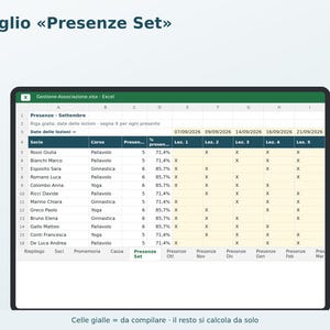 Association Management Excel in Italian | Membership Register, Membership Dues, Attendance Register, Cash Journal, ASD, APS, Club image 5