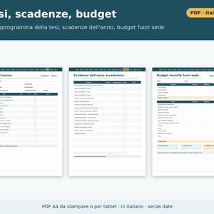 Printable PDF University Planner in Italian | Exam Booklet, Weighted Average, CFU, Study Plan, Sessions, Class Schedule, Thesis image 6