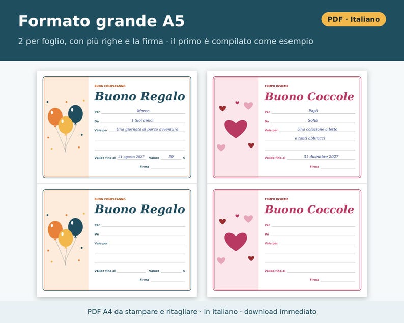 Certificados de regalo imprimibles en PDF | Certificados de regalo para Navidad, cumpleaños, salones de belleza, cenas y tratamientos de bienestar | 6 estilos en 2 formatos para rellenar a mano imagen 4