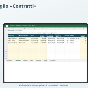Excel Rental Management in Italian | Rent, Tenant Delinquencies, 4+4 and 3+2 Contract Expiration Dates, Flat Rate Tax, ISTAT (National Statistical Institute) image 2